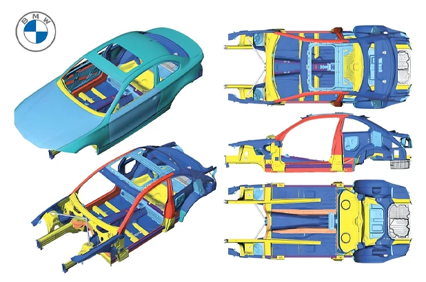 Aplicaci&oacute;n de componentes y distribuci&oacute;n de grados de materiales de carrocer&iacute;a en blanco de BMW
